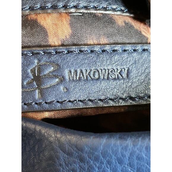 B. Makowsky Colorblock Leather Crossbody Bag – Blue, Cream & Taupe - Picture 7 of 8